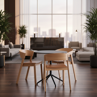Chaises de restaurant empilables en bois de frêne de luxe léger et créatif avec dossier pour mobilier de restaurant extérieur tendance