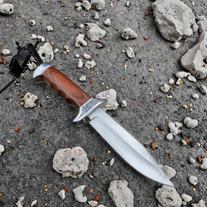 Couteau de chasse à lame fixe pour l'extérieur, pointe tombante, acier inoxydable de qualité industrielle, fourreau en bois noir, surpiqûres rouges, outil de camping OEM - Product Image 3