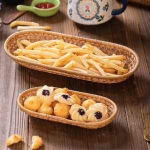 Cesta de almacenamiento de ratán de bambú ovalada Diseño tejido único para organización de cocina - Product Image 3