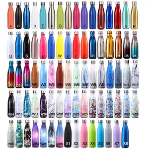 Botol Air Minum Dinding Tunggal 500Ml Logo Kustom Vakum Terisolasi Stainless Steel Botol Air Berbentuk Cola