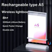 Boîte à lumière LED rechargeable de table A4 pour menu LED à piles