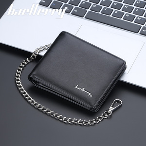 Portefeuille pour homme Baellerry en cuir PU avec chaîne antivol, plusieurs emplacements pour cartes, utilisation quotidienne, couleur café noir - Product Image 3