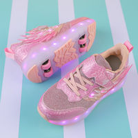 Chaussures à roulettes lumineuses réglables pour enfants et adultes, à chargement USB, avec tige en coton et doublure en maille, en coton robuste – Meilleures ventes