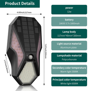 Patio Yard Led Sécurité Mur Monté Solaire Jardin Lumière Rue Voie <span class=keywords><strong>Lampe</strong></span> Étanche Extérieur Solaire Mur Capteur Lumière <span class=keywords><strong>Action</strong></span> - Product Image 5