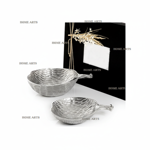 Bols décoratifs en aluminium couleur argent set de 2 tailles différentes bol de service alimentaire pour la maison hôtel restaurant - Product Image 1