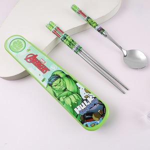 TGYW <strong>Marvel</strong> 304 Stainless Steel Spoon and Chopsticks Set Cute Cartoon Student Dormitory Home Portable Tableware - Product Image 2