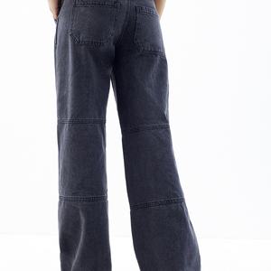 Nouveau Jean Ample Femme Style Urbain avec Rivets, Décontracté et Tendance, Effet Délavé, Coupe Baggy - Product Image 4