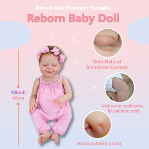 Poupées Reborn Kindure de 18 pouces, corps souple, grandes poupées pour filles, peau peinte en 3D, poupées Reborn réalistes comme des bébés, jouets - Product Image 6