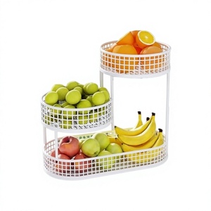 Cesta de Frutas de Tres Niveles, Estante de Almacenamiento Rectangular Blanco Apilable, Organizador de Cocina de Diseño Minimalista - Product Image 6
