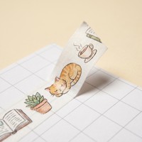 Ruban Washi Brillant UV Personnalisé à Impression Numérique, Motif Chat Kawaii pour Café, Idéal pour la Vie Quotidienne Confortable