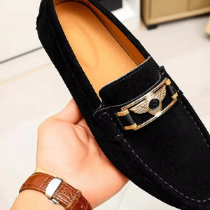 Mocassins en Cuir Véritable Haut de Gamme pour Hommes – Chaussures d'Été et d'Automne Légères, Anti-Odeur, à Enfiler, pour Affaires, avec Imprimé de Marque Tendance - Product Image 3