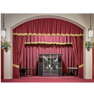 100% Polyester velvet Flame Retardant School Church Home Theater Ready Made Fireproof Fabric Stage Background Decoration Curtain