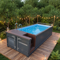 Conteneur d'expédition en acier populaire aux États-Unis, 20 pieds, 30 pieds, 40 pieds, avec fenêtre en verre pour piscine, système de filtration SPA, durable, prix compétitif, boutique