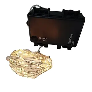 Kabel tembaga LED 4M 40L, dioperasikan baterai untuk penggunaan luar ruangan, kawat lampu Natal