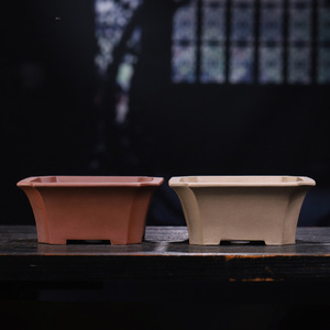<span class=keywords><strong>Maceta</strong></span> Rectangular Pequeña de Arcilla Morada Perforada y Permeable al Agua, Estilo Antiguo, para Bonsái, Pino, Ciprés, para Interiores y Centros Comerciales - Product Image 1