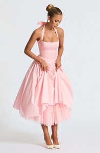 Vestido <span class=keywords><strong>de</strong></span> Verano Chic con Cuello Halter, Sin Mangas, Elegante, para Fiesta, con Cordones, Corte A, Ajustado, Sexy, para Mujer - Product Image 6