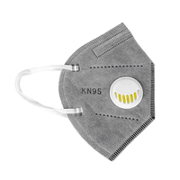 Hubei Haixin KN95 Respirateur Masque Gris Jetable avec Valve Respirant Canard Bill V Forme Tie-on Earloop Rond Coloré Noir