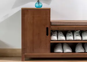 Gabinete de almacenamiento de zapatos, diseño de estante de zapatos, organizador de almacenamiento de madera al por mayor, banco, taburete, estante para zapatos