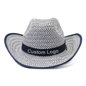 Wholesale Custom Logo Cowboy Straw <b>Hat</b> - Breathable Woven <b>Western</b> Sun <b>Hat</b> with Ribbon - Product Image 2