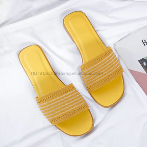Wholesale Summer Women's Open Toe <b>Slippers</b> Flat Outdoor Ladies Sandals Beach Anti-slip Knitting Lazy Luxury Women <b>Slippers</b> - Product Image 6
