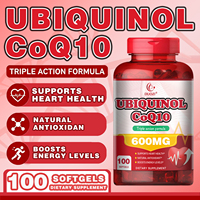 Complément alimentaire antioxydant OEM Ubiquinol CoQ10 600mg en gélules molles pour le soutien cardiaque et l'énergie cellulaire