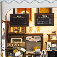 Prix de gros Nouveau produit M2506 Maison de poupée en bois style café, kit de maison de poupée miniature de style européen avec housse anti-poussière