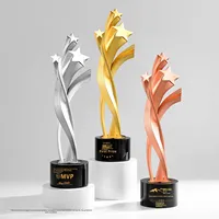 Trofeo Metálico de Alta Gama en Forma de Estrella, Personalizado, Grabado, Colorido, para Premios a Empleados Destacados, Reuniones Anuales Corporativas, Honor