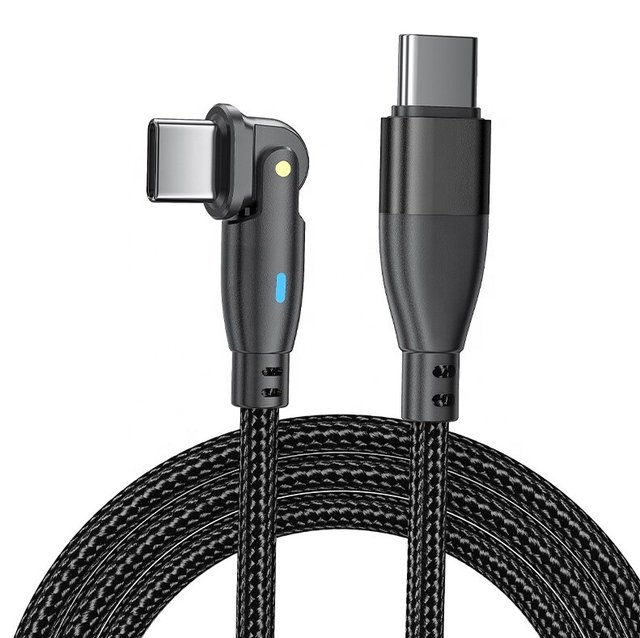 Hot Sale 180 Rotating Right Angle Fast Charging Cable 2-in-1 Type-C Micro USB Braid PVC Pure Copper Conductor for Android