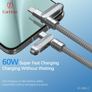 Earldom สายดาต้า USB-C กับ USB-C 2 in 1 USB-C สายชาร์จเร็ว PD 60W สายคล้องแบบยืดหดได้สำหรับชาร์จโทรศัพท์ - Product Image 4