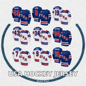 Heren USA Hockey 19 Heat-Transfer bedrukte Matthew Tkachuk 34 Auston voor Matthews 43 Quinn Hughes 9 Jack Eichel 7 Brady Tkachuk - Product Image 3