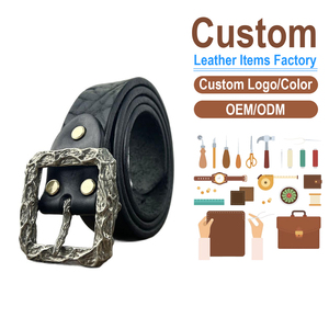 Cinturón de Cuero Genuino Texturizado de Alta Gama para Hombre, Cinturón de Cuero Casual y Elegante con Hebilla de Cobre Hecha a Mano - Product Image 1
