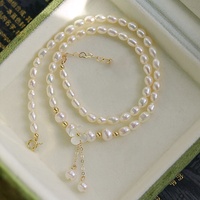 Collier de perles d'eau douce de mode, collier de mariage pour femmes, collier de perles de fleurs dorées