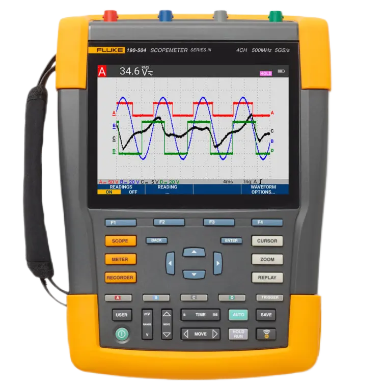 Fluke 190-504-III 컬러 스코프 미터, 500 MHz, 4 채널