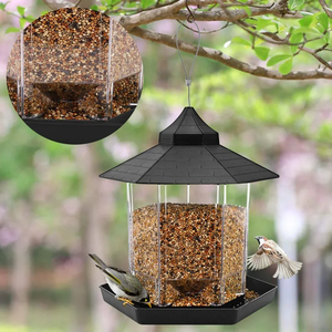 Comedero automático de acero inoxidable ecológico para pájaros, ventana colgante moderna, colibríes, pájaros salvajes, bebederos de agua y comida - Product Image 1