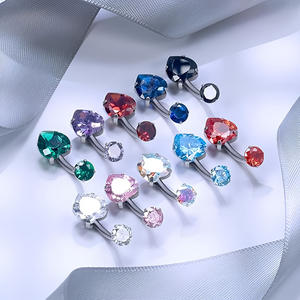 Anillo de Ombligo para Mujer Gaby, Color Verde <span class=keywords><strong>Esmeralda</strong></span>, Aleación de Titanio ASTM-F-136, Chapado en Oro/Plata, Rosca Interna, para Regalo o Fiesta - Product Image 4