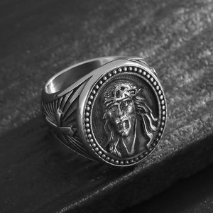 Yunnique Fashion <b>Rings</b> Men's Gold Retro Steel <b>Cross</b> Faith Geometric Design Jewelry Gift No Inlay - Product Image 2