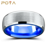 POYA Classique Hybride Tungstène Argent Plaqué Constellation Design Bague de Mariage Bleu Atlantique