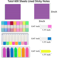 Feuilles personnalisées couleurs bon marché, bloc-notes adhésif transparent doublé 3x3 pouces pour l'école et le bureau