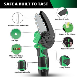 Mini tronçonneuse 12V avec chaîne et guide-chaîne de 4 pouces, qualité DIY pour couper le bois, expédiée depuis l'entrepôt local aux États-Unis, CS-12A-2, mini tronçonneuse 12V - Product Image 6