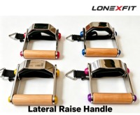 Accesorio de cable para elevación lateral con mango, para máquina de gimnasio, para hombros, con agarre de acero y madera, para entrenamiento de fuerza