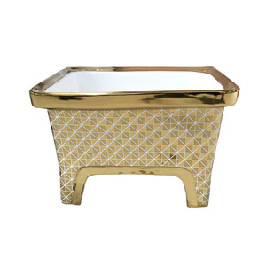 Shangqi อ่างไม้ถูพื้นสีทองในห้องน้ำพร้อมที่วางบนผนังไม้ถูพื้นอ่างน้ำขนาด25กก. - Product Image 5