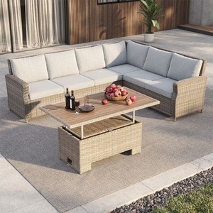 Barato de alta calidad cómodo impermeable muebles al aire libre jardín Patio mimbre sofá de mimbre con cojines suaves - Product Image 2