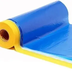 Pre-taped di alta qualità pittore Pre-nastrato di plastica di protezione pittura trasparente pellicola per mascheramento, spray nastro adesivo pellicola