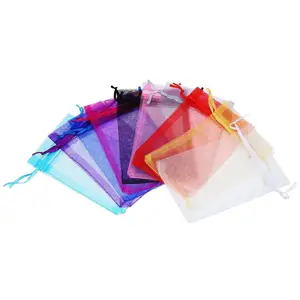 Wholesale 5x7 7x9 13x18 30x40 custom large organza pouch black white pink organza bags drawstring gift packaging jewelry pouch