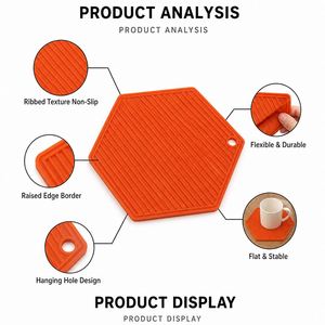 Set de table hexagonal en silicone alimentaire personnalisé avec logo LA, résistant à la chaleur, antidérapant, réutilisable, OEM ODM - Product Image 3