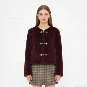 Women's Faux Fur <b>Toggle</b> Closure - Cropped Coat Fashion - Product Image 2