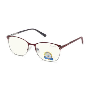 Monture de lunettes anti-lumière bleue en métal gris pour femme, style visage ovale 5119 - Product Image 1