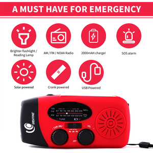 Venta al por mayor Estilos calientes Batería recargable Portátil Autoalimentado Dynamo SOS Alarma Emergencia Solar Manivela <span class=keywords><strong>Linterna</strong></span> Clima B - Product Image 3