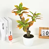 Plante Artificielle Décorative en Pot Style Dégradé Nordique pour Bureau, Entreprise, Décoration Intérieure Maison, Style à Changement de Couleur