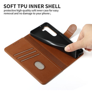 Étui à rabat en cuir rétro de luxe pour <span class=keywords><strong>Samsung</strong></span> <span class=keywords><strong>Galaxy</strong></span> S24 <span class=keywords><strong>Ultra</strong></span> S24 Plus porte-carte portefeuille housse de protection étui de téléphone portable - Product Image 6